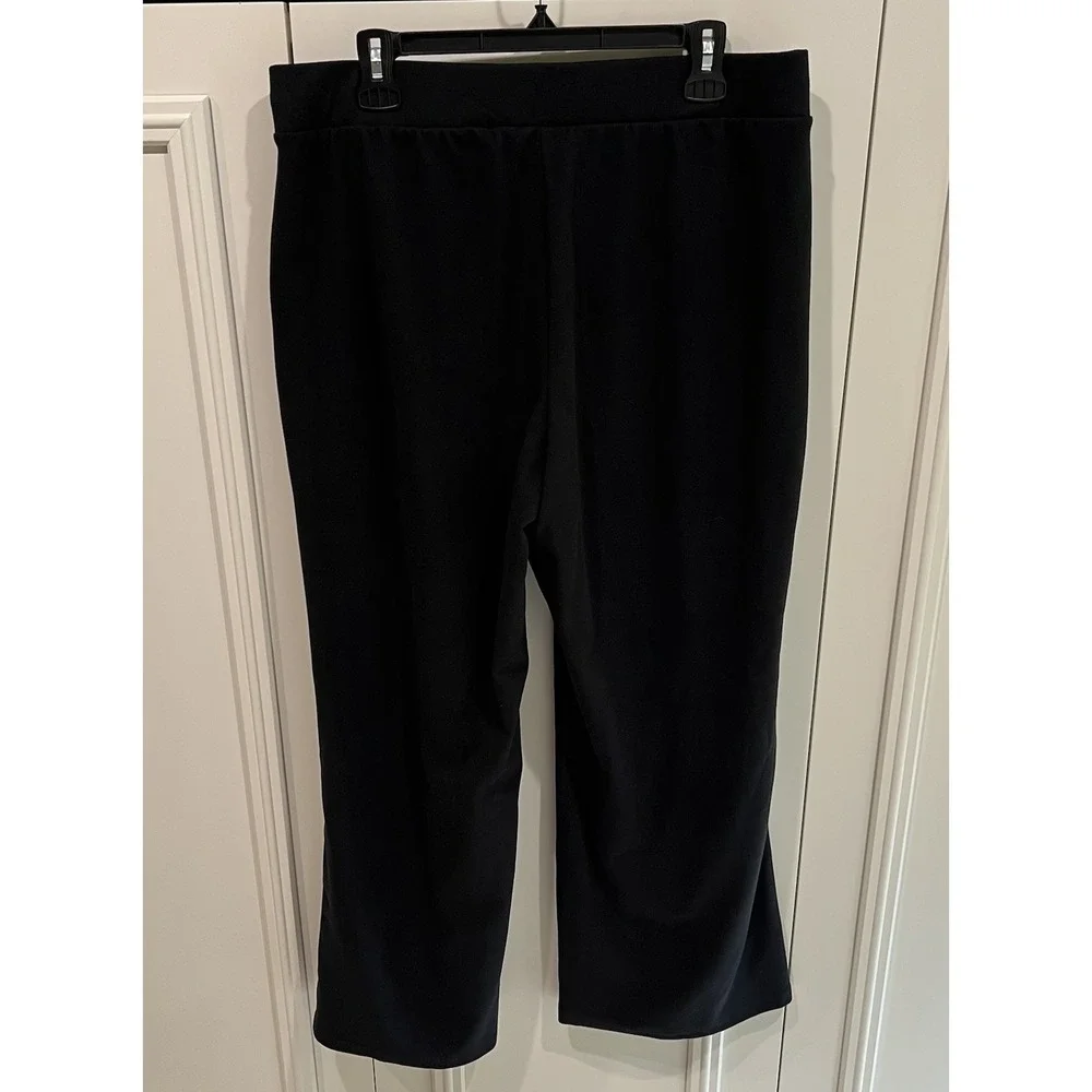 Logo Lounge Black Fleece Pull On Pants Womens Size Large Pockets Cozy Minimalist